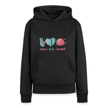 Häkeln - Frauen Premium Bio Hoodie - Schwarz - Vorne - Julia (174cm)