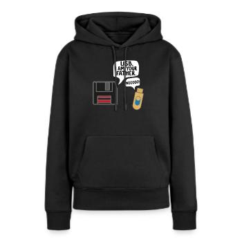 Les programmeurs Nerd USB Je suis ton père - Sweat à capuche Premium bio Femme - noir - Devant - Julia (174cm)
