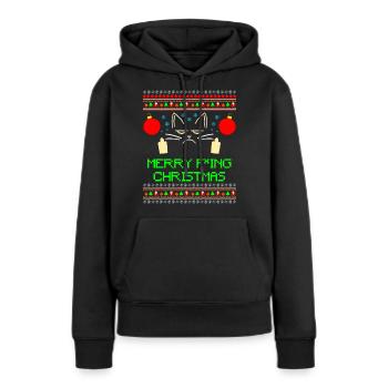 Merry Fucking Christmas Ugly Xmas - Sweat à capuche Premium bio Femme - noir - Devant - Julia (174cm)