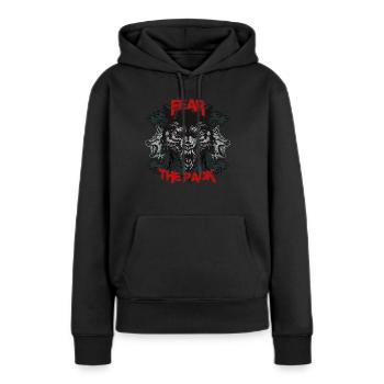 Angst vor dem Rudel - Frauen Premium Bio Hoodie - Schwarz - Vorne - Julia (174cm)