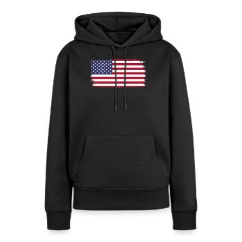 Drapeau américain - Sweat à capuche Premium bio Femme - noir - Devant - Julia (174cm)
