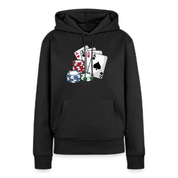 Cartes POKER Poker Chips Texas Cadeau Holdem - Sweat à capuche Premium bio Femme - noir - Devant - Julia (174cm)