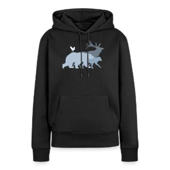 Waldtiere Grau - Frauen Premium Bio Hoodie - Schwarz - Vorne - Julia (174cm)