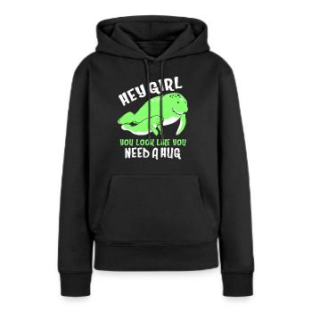 Laque de dugong sanglier Sirenia Manatee - Sweat à capuche Premium bio Femme - noir - Devant - Julia (174cm)