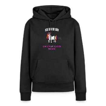 Ich bin so süß ich könnt Zucker pupsen Einhorn - Frauen Premium Bio Hoodie - Schwarz - Vorne - Julia (174cm)