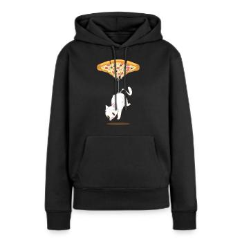 Pepperoni Pizza Katzen Ballon T-Shirt - Frauen Premium Bio Hoodie - Schwarz - Vorne - Julia (174cm)