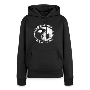 bouddhisme - Sweat à capuche Premium bio Femme - noir - Devant - Julia (174cm)