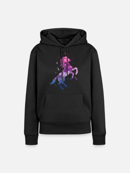 Galaxie Einhorn - Frauen Premium Bio Hoodie - Schwarz