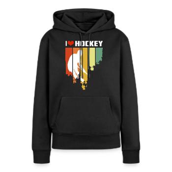 J'aime le hockey Édition Hipster - Sweat à capuche Premium bio Femme - noir - Devant - Julia (174cm)