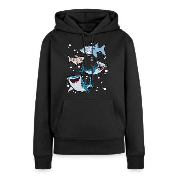 Hammerhai Weißer Hai Tigerhai Haifisch Walhai - Frauen Premium Bio Hoodie - Schwarz - Vorne - Julia (174cm)
