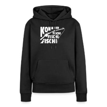 VIENS À L’ÉTANG DE POISSON - Sweat à capuche Premium bio Femme - noir - Devant - Julia (174cm)