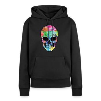 Tête de mort - Sweat à capuche Premium bio Femme - noir - Devant - Julia (174cm)