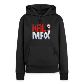 Communisme - Sweat à capuche Premium bio Femme - noir - Devant - Julia (174cm)