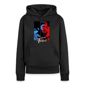 Communisme - Sweat à capuche Premium bio Femme - noir - Devant - Julia (174cm)