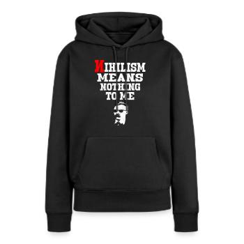 Communisme - Sweat à capuche Premium bio Femme - noir - Devant - Julia (174cm)
