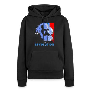 Communisme - Sweat à capuche Premium bio Femme - noir - Devant - Julia (174cm)