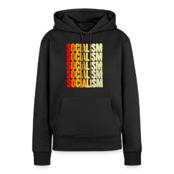 Communisme - Sweat à capuche Premium bio Femme - noir - Devant - Julia (174cm)