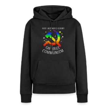 Communisme - Sweat à capuche Premium bio Femme - noir - Devant - Julia (174cm)