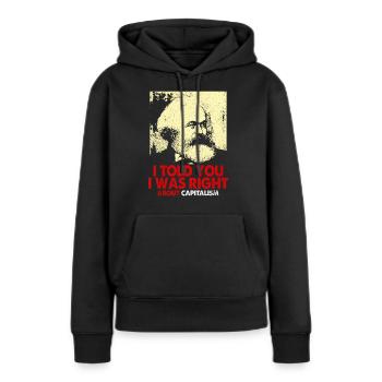 Communisme - Sweat à capuche Premium bio Femme - noir - Devant - Julia (174cm)