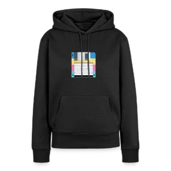 Disquette Vintage - 90 - Sweat à capuche Premium bio Femme - noir - Devant - Julia (174cm)