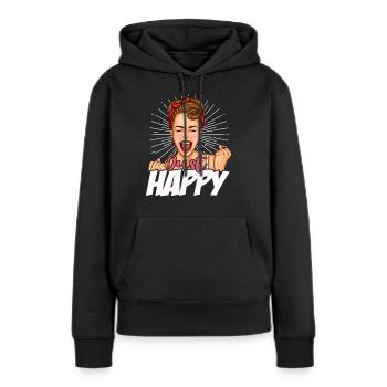 Juste heureux ménagère chanceux dessin animé - Sweat à capuche Premium bio Femme - noir - Devant - Julia (174cm)