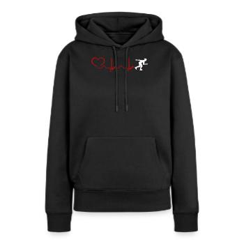 Roller Blade Heartbeat And Heart - Frauen Premium Bio Hoodie - Schwarz - Vorne - Julia (174cm)