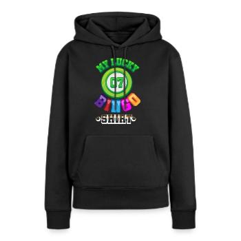 loto - Sweat à capuche Premium bio Femme - noir - Devant - Julia (174cm)