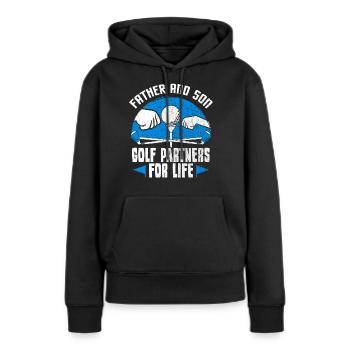 Golfen Golfer Vater Sohn Golf Geschenk - Frauen Premium Bio Hoodie - Schwarz - Vorne - Julia (174cm)