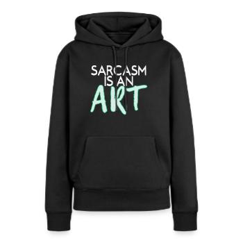 sarcasme - Sweat à capuche Premium bio Femme - noir - Devant - Julia (174cm)