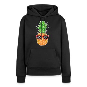 ananas - Sweat à capuche Premium bio Femme - noir - Devant - Julia (174cm)