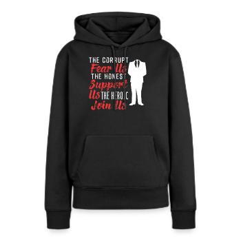 Anonymous - Frauen Premium Bio Hoodie - Schwarz - Vorne - Julia (174cm)