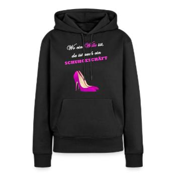 Shopping Queen - Frauen Premium Bio Hoodie - Schwarz - Vorne - Julia (174cm)