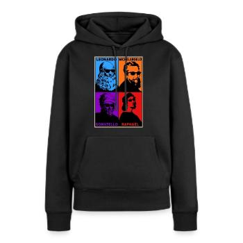 Leonardo Michelangelo Donatello Raphael - Sweat à capuche Premium bio Femme - noir - Devant - Julia (174cm)