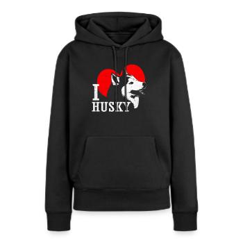 Husky - Sweat à capuche Premium bio Femme - noir - Devant - Julia (174cm)