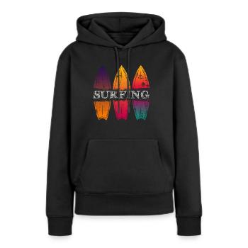 planche de surf - Sweat à capuche Premium bio Femme - noir - Devant - Julia (174cm)