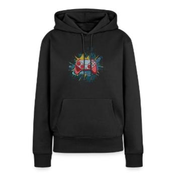 Gaming - Sweat à capuche Premium bio Femme - noir - Devant - Julia (174cm)