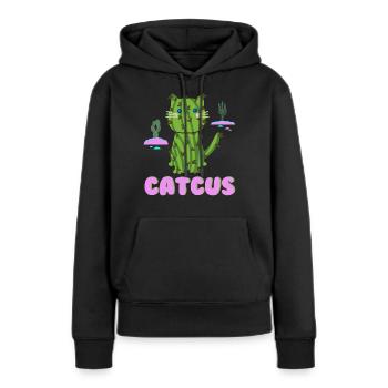 Cat as Cactus I Funny Cats Tshirt Gift - Women’s Premium Organic Hoodie - black - Front - Julia (174cm)