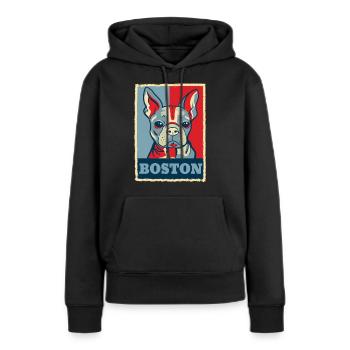 Cadeau vintage Obama de chien de Terrier de Boston - Sweat à capuche Premium bio Femme - noir - Devant - Julia (174cm)