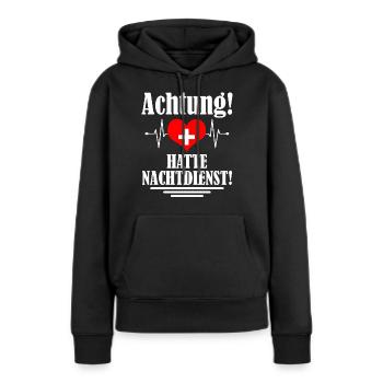 Krankenschwester Nachtdienst Herz EKG Geschenk - Frauen Premium Bio Hoodie - Schwarz - Vorne - Julia (174cm)