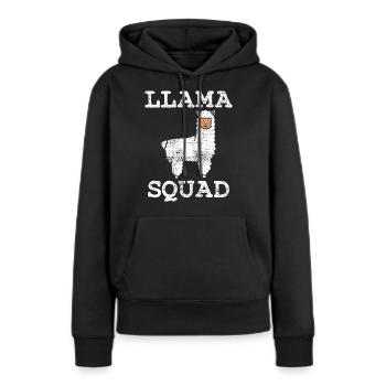 Lama Lama Lama - Sweat à capuche Premium bio Femme - noir - Devant - Julia (174cm)