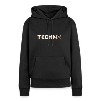 Techno Fusion Typographie Musique Club Sound Party - Sweat à capuche Premium bio Femme - noir - Devant - Julia (174cm)