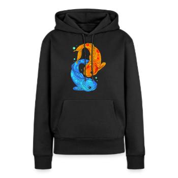 Koi - Frauen Premium Bio Hoodie - Schwarz - Vorne - Julia (174cm)