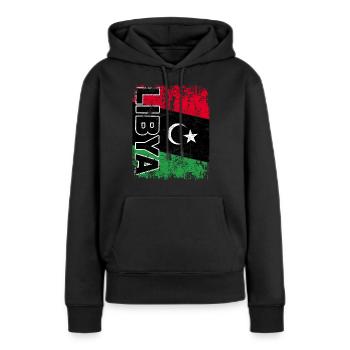 Drapeau de la Libye drapeau libyen Libye Libye retro - Sweat à capuche Premium bio Femme - noir - Devant - Julia (174cm)