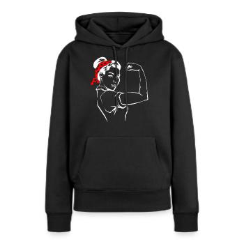 Femme forte - Sweat à capuche Premium bio Femme - noir - Devant - Julia (174cm)