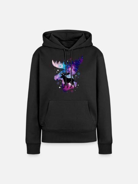 Elch - Frauen Premium Bio Hoodie - Schwarz