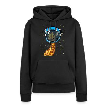 Astronaute Girafe dans l'espace safari - Sweat à capuche Premium bio Femme - noir - Devant - Julia (174cm)