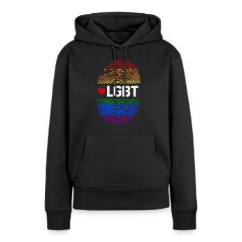 LGBT - Sweat à capuche Premium bio Femme - noir - Devant - Julia (174cm)
