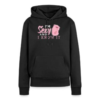 Porc - Sweat à capuche Premium bio Femme - noir - Devant - Julia (174cm)