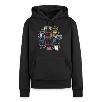 Multilingual Polyglot Globetrotter Language - Sweat à capuche Premium bio Femme - noir - Devant - Julia (174cm)