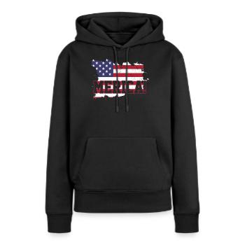 Amérique USA - Sweat à capuche Premium bio Femme - noir - Devant - Julia (174cm)